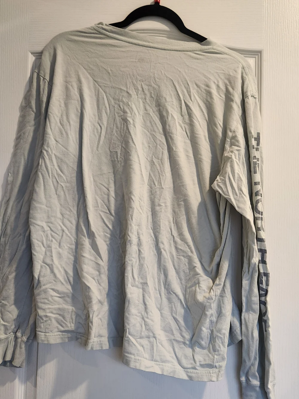 The North Face Pale Gray Long Sleeve Logo Tee L Euc